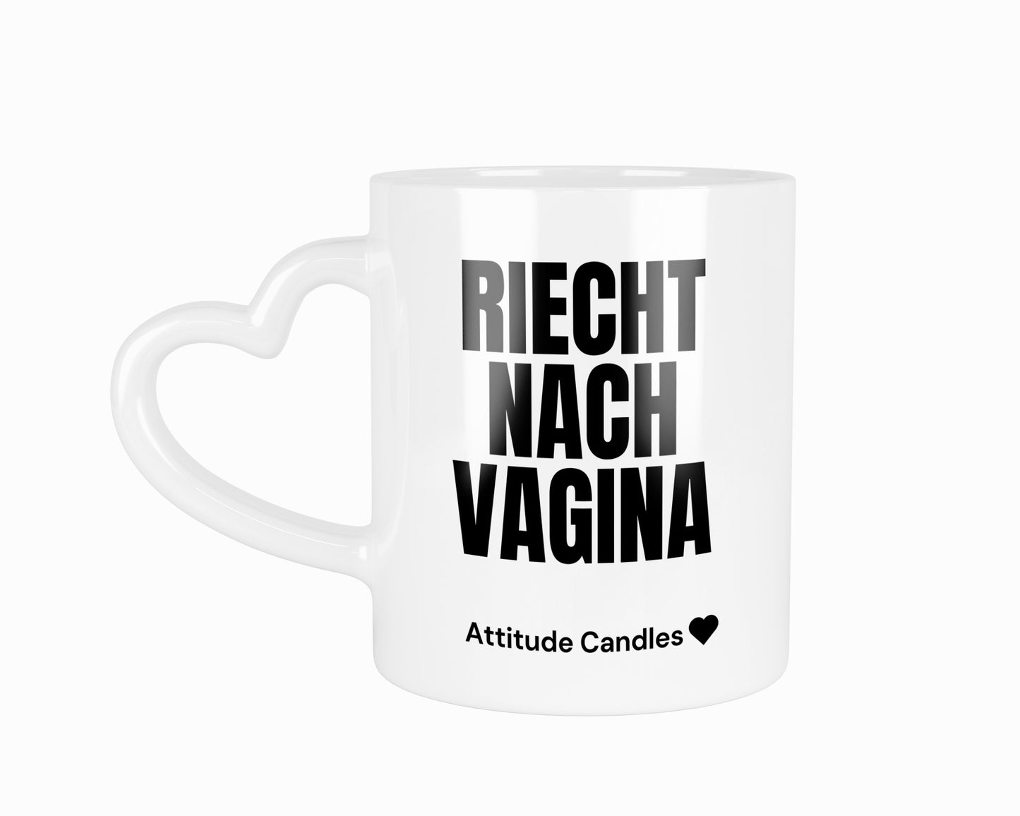 Riecht nach Vagina | Tasse mit Herzhenkel | Attitude Candles Duftkerze Geschenk Geburtstag Hochzeit Weihnachten Einweihung