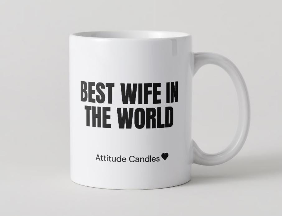 Best wife in the world | Tasse | Attitude Candles Duftkerze Geschenk Geburtstag Hochzeit Weihnachten Einweihung